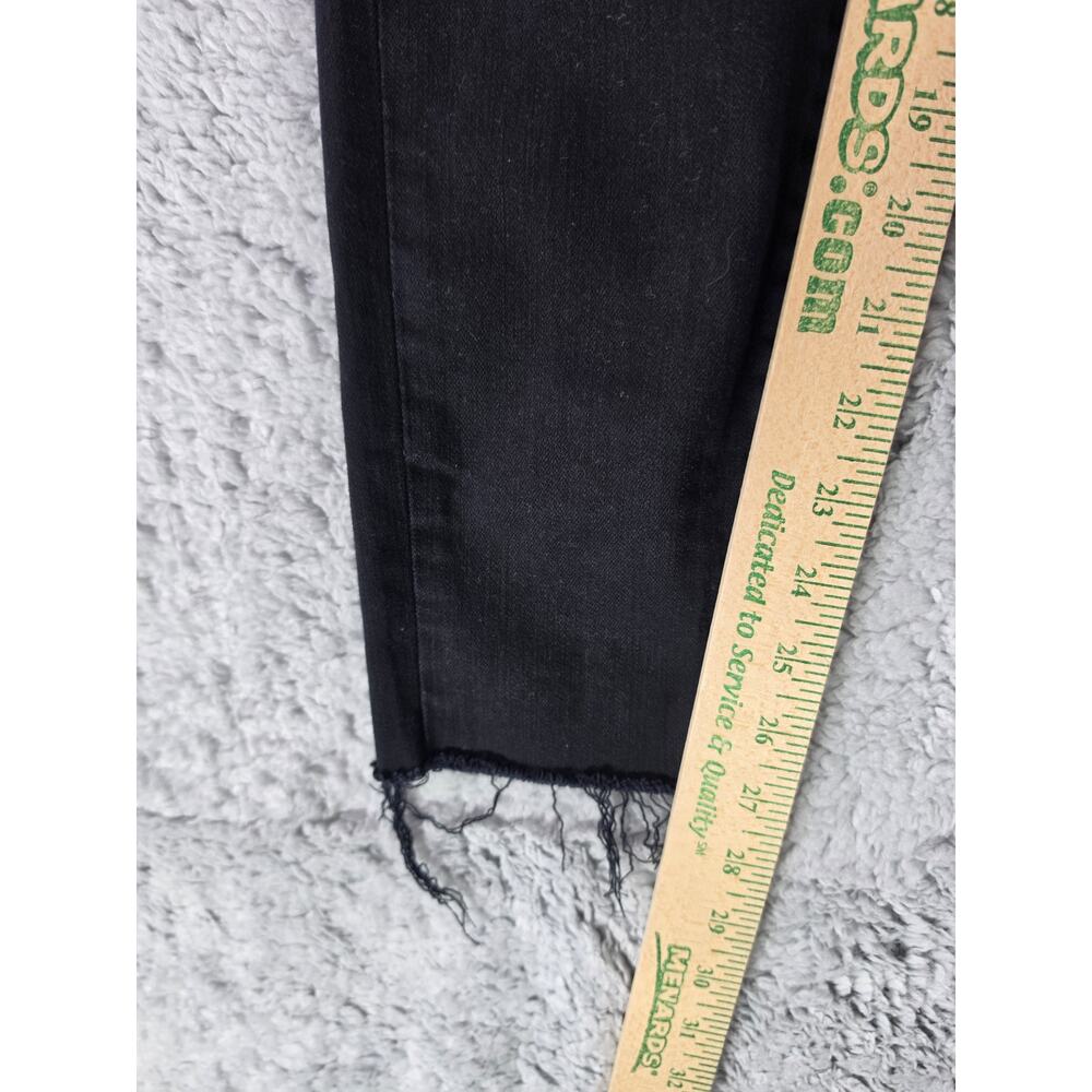 Levis 721 High Rise Skinny Jeans Womens 27 Black Distressed Ripped Raw Hem Denim - Picture 8 of 13